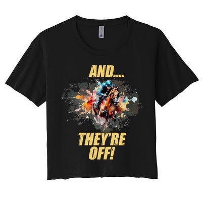 And They're Off Horse Racing Sports Fan Crop Top