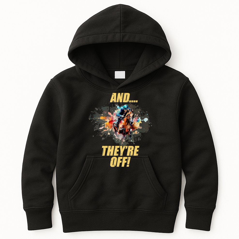 And They're Off Horse Racing Sports Fan Kids Hoodie
