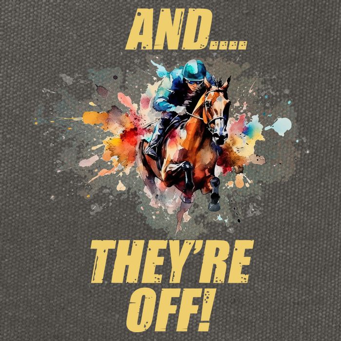 And They're Off Horse Racing Sports Fan Cotton Canvas Backpack