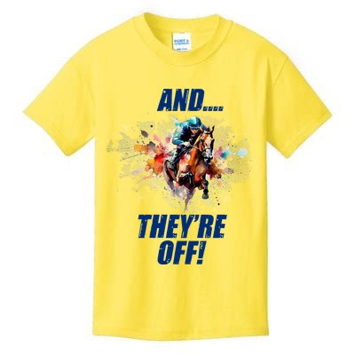 And They're Off Horse Racing Sports Fan Kids T-Shirt
