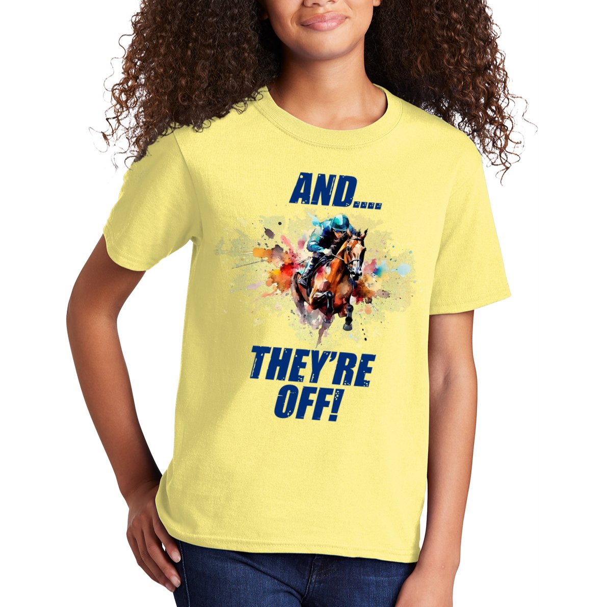 And They're Off Horse Racing Sports Fan Kids T-Shirt
