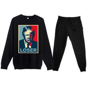 Anti Trump Obama Hope Poster Loser Premium Crewneck Sweatsuit Set