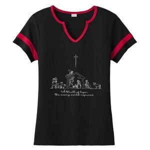 A Thrill Of Hope Jesus Christian Cross Merry Christmas Xmas Long Sleeve Ladies Halftime Notch Neck Tee