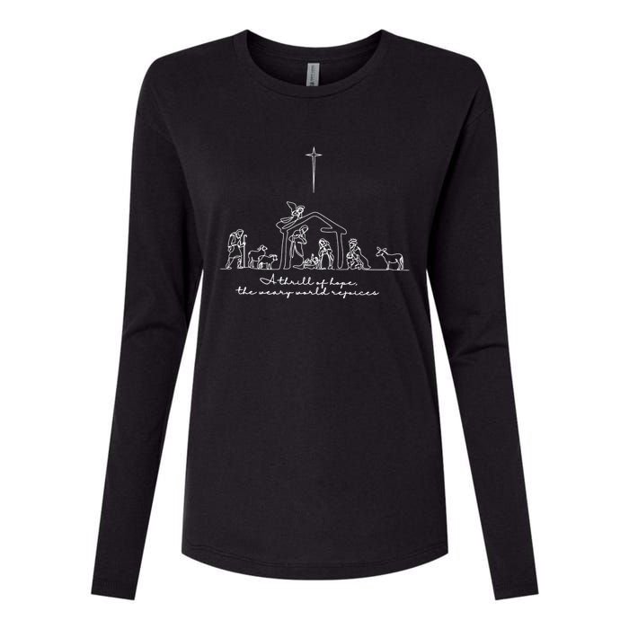 A Thrill Of Hope Jesus Christian Cross Merry Christmas Xmas Long Sleeve Womens Cotton Relaxed Long Sleeve T-Shirt