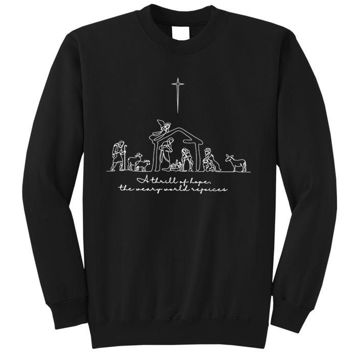 A Thrill Of Hope Jesus Christian Cross Merry Christmas Xmas Long Sleeve Sweatshirt