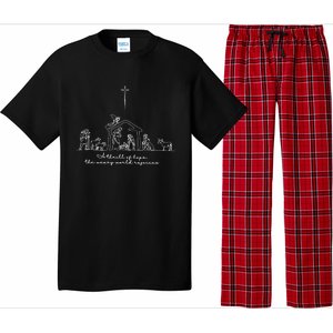 A Thrill Of Hope Jesus Christian Cross Merry Christmas Xmas Long Sleeve Pajama Set