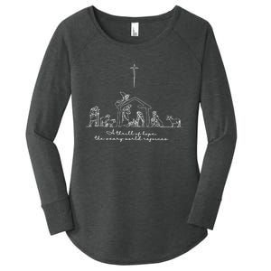 A Thrill Of Hope Jesus Christian Cross Merry Christmas Xmas Long Sleeve Women's Perfect Tri Tunic Long Sleeve Shirt