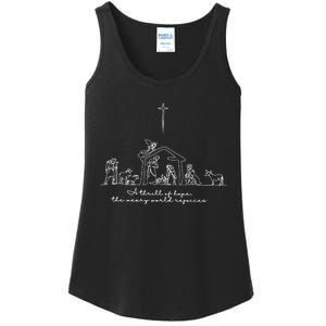 A Thrill Of Hope Jesus Christian Cross Merry Christmas Xmas Long Sleeve Ladies Essential Tank