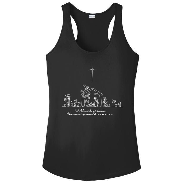 A Thrill Of Hope Jesus Christian Cross Merry Christmas Xmas Long Sleeve Ladies PosiCharge Competitor Racerback Tank