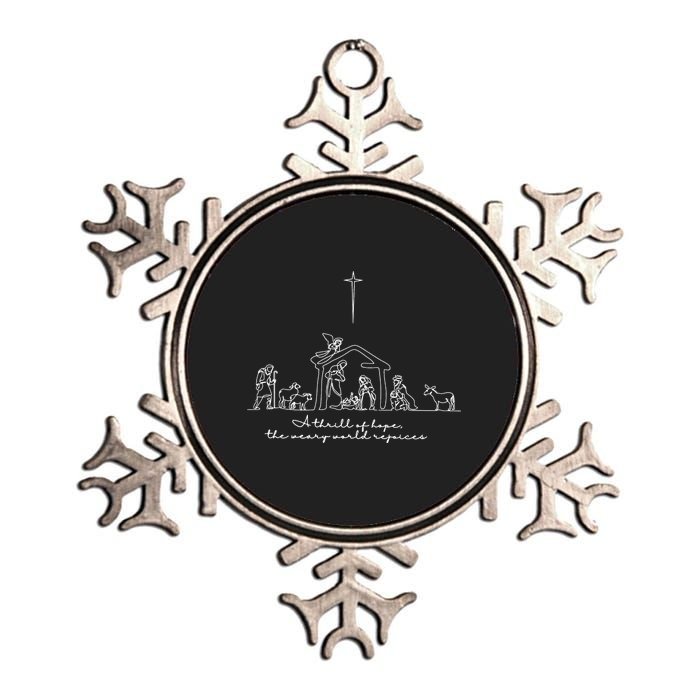 A Thrill Of Hope Jesus Christian Cross Merry Christmas Xmas Long Sleeve Metallic Star Ornament