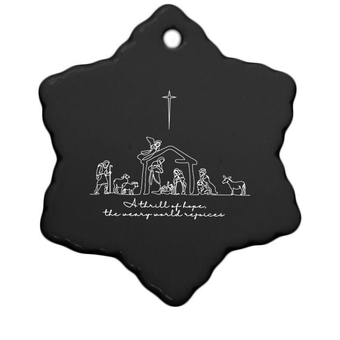 A Thrill Of Hope Jesus Christian Cross Merry Christmas Xmas Long Sleeve Ceramic Star Ornament