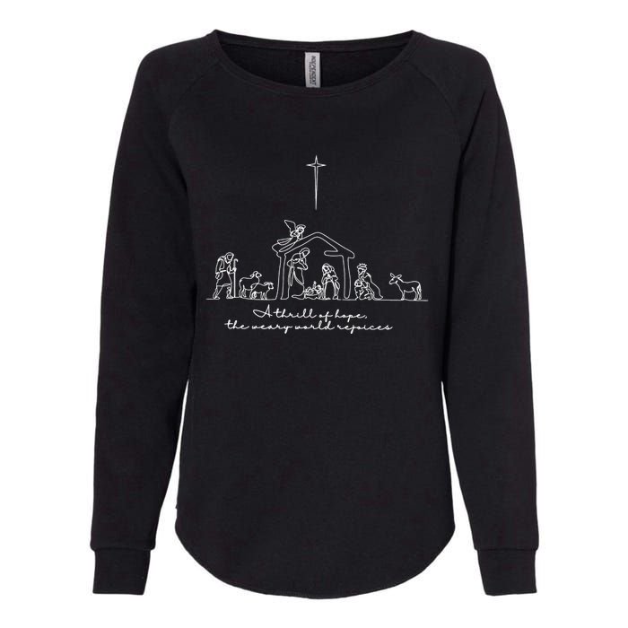 A Thrill Of Hope Jesus Christian Cross Merry Christmas Xmas Long Sleeve Womens California Wash Sweatshirt