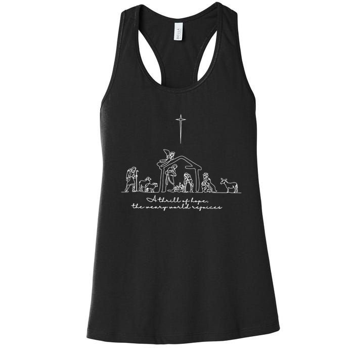 A Thrill Of Hope Jesus Christian Cross Merry Christmas Xmas Long Sleeve Women's Racerback Tank