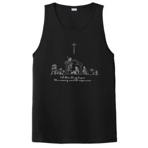 A Thrill Of Hope Jesus Christian Cross Merry Christmas Xmas Long Sleeve PosiCharge Competitor Tank