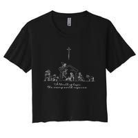 A Thrill Of Hope Jesus Christian Cross Merry Christmas Xmas Long Sleeve Women's Crop Top Tee