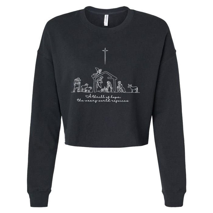 A Thrill Of Hope Jesus Christian Cross Merry Christmas Xmas Long Sleeve Cropped Pullover Crew