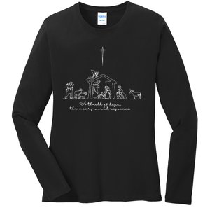 A Thrill Of Hope Jesus Christian Cross Merry Christmas Xmas Long Sleeve Ladies Long Sleeve Shirt