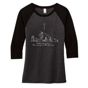 A Thrill Of Hope Jesus Christian Cross Merry Christmas Xmas Long Sleeve Women's Tri-Blend 3/4-Sleeve Raglan Shirt