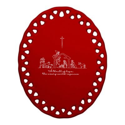 A Thrill Of Hope Jesus Christian Cross Merry Christmas Xmas Long Sleeve Ceramic Oval Ornament