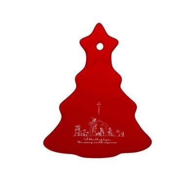 A Thrill Of Hope Jesus Christian Cross Merry Christmas Xmas Long Sleeve Ceramic Tree Ornament