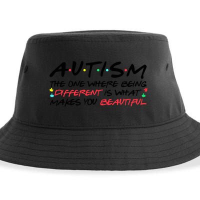 Autism The One Where Being Different Make You Beautiful Autism Awareness Sustainable Bucket Hat