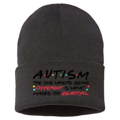 Autism The One Where Being Different Make You Beautiful Autism Awareness Sustainable Knit Beanie