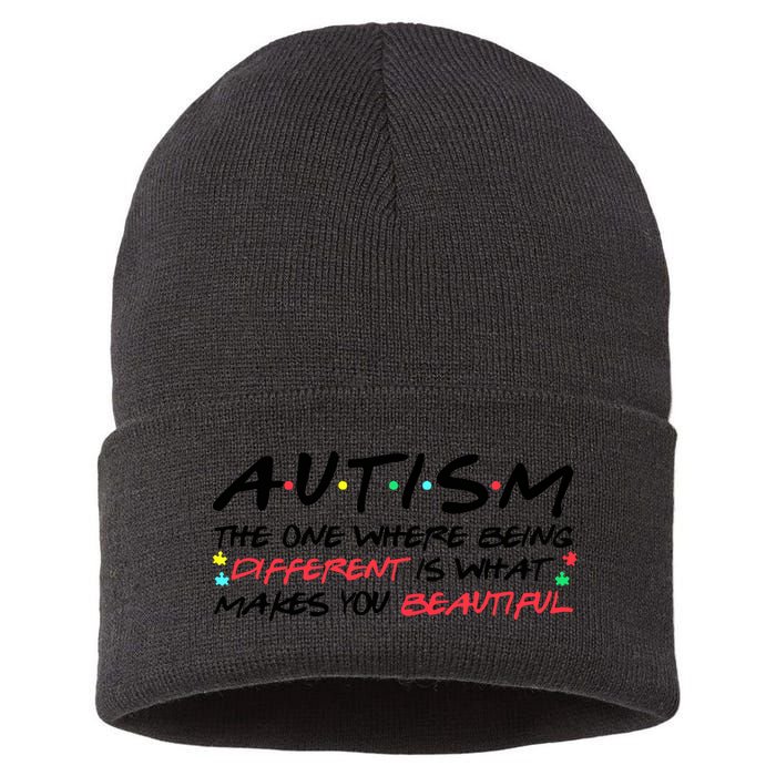 Autism The One Where Being Different Make You Beautiful Autism Awareness Sustainable Knit Beanie