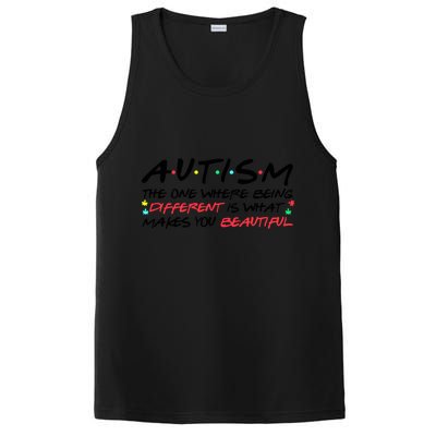 Autism The One Where Being Different Make You Beautiful Autism Awareness PosiCharge Competitor Tank