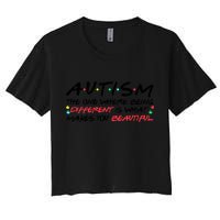 Autism The One Where Being Different Make You Beautiful Autism Awareness Crop Top