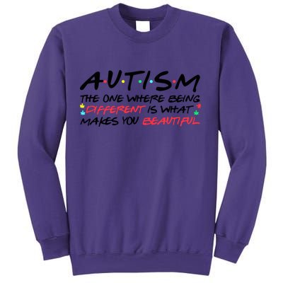 Autism The One Where Being Different Make You Beautiful Autism Awareness Sweatshirt