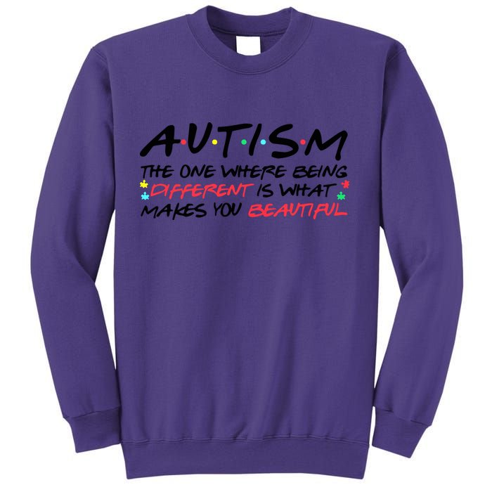 Autism The One Where Being Different Make You Beautiful Autism Awareness Sweatshirt