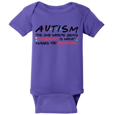 Autism The One Where Being Different Make You Beautiful Autism Awareness Baby Bodysuit
