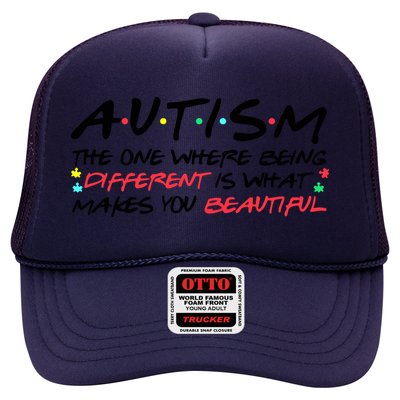 Autism The One Where Being Different Make You Beautiful Autism Awareness Trucker Hat