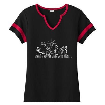 A Thrill Of Hope Nativity Christmas Ladies Halftime Notch Neck Tee