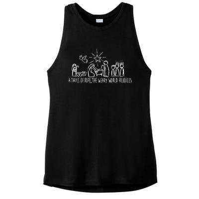 A Thrill Of Hope Nativity Christmas Ladies PosiCharge Tri-Blend Wicking Tank