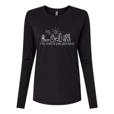 A Thrill Of Hope Nativity Christmas Womens Cotton Relaxed Long Sleeve T-Shirt