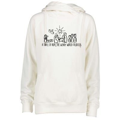 A Thrill Of Hope Nativity Christmas Womens Funnel Neck Pullover Hood