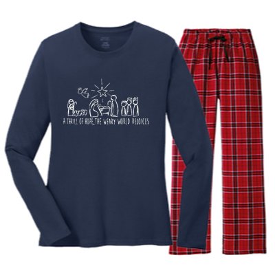 A Thrill Of Hope Nativity Christmas Women's Long Sleeve Flannel Pajama Set 