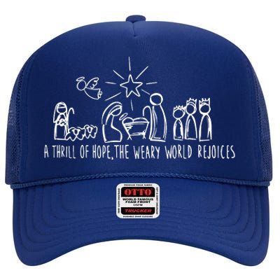 A Thrill Of Hope Nativity Christmas High Crown Mesh Back Trucker Hat