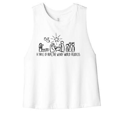 A Thrill Of Hope Nativity Christmas Women's Racerback Cropped Tank