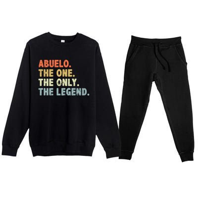 Abuelo The One Only Legend Funny Fathers Day Buelo Gift Premium Crewneck Sweatsuit Set