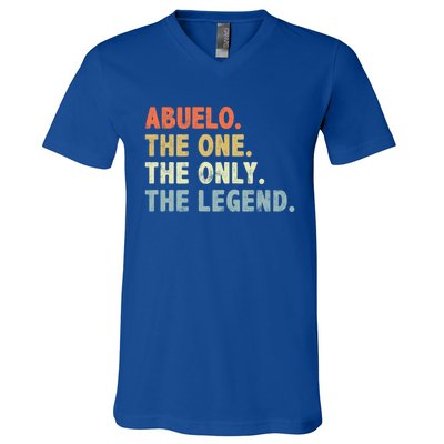 Abuelo The One Only Legend Funny Fathers Day Buelo Gift V-Neck T-Shirt