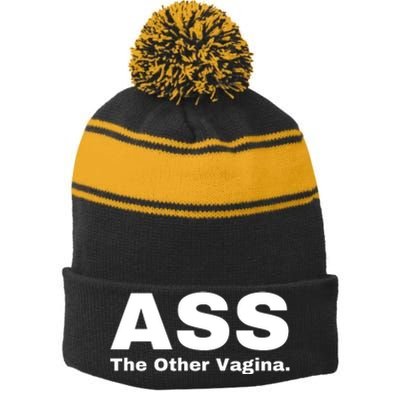 Ass The Other Vagina Stripe Pom Pom Beanie