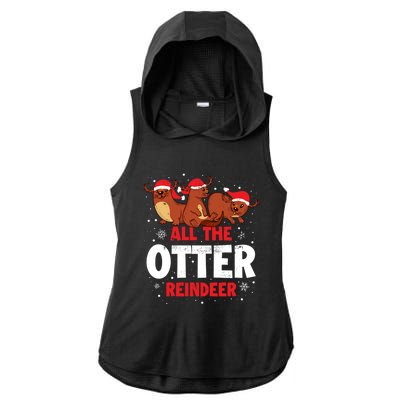 All The Otter Reindeer Gift Ladies PosiCharge Tri-Blend Wicking Draft Hoodie Tank