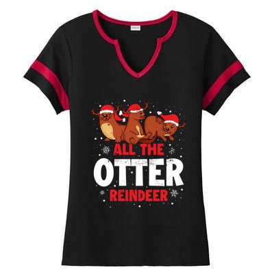 All The Otter Reindeer Gift Ladies Halftime Notch Neck Tee