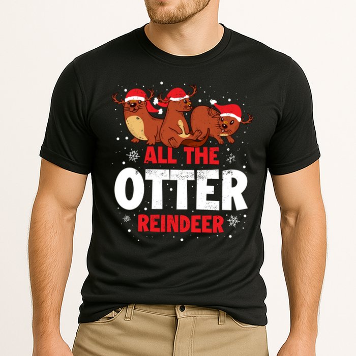 All The Otter Reindeer Gift Cooling Performance Crew T-Shirt