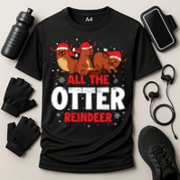 All The Otter Reindeer Gift Cooling Performance Crew T-Shirt