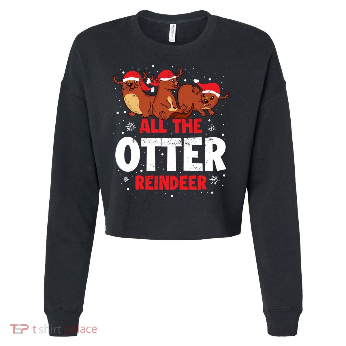 All The Otter Reindeer Gift Cropped Pullover Crew