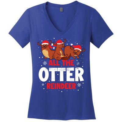 All The Otter Reindeer Gift Women's V-Neck T-Shirt