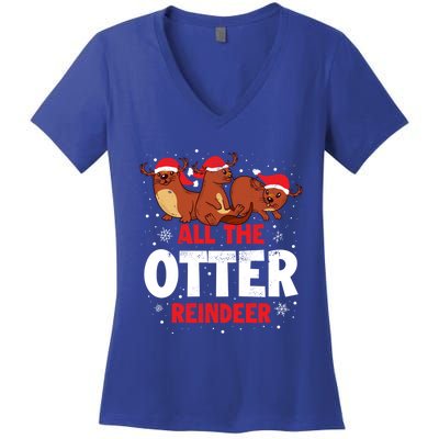 All The Otter Reindeer Gift Women's V-Neck T-Shirt